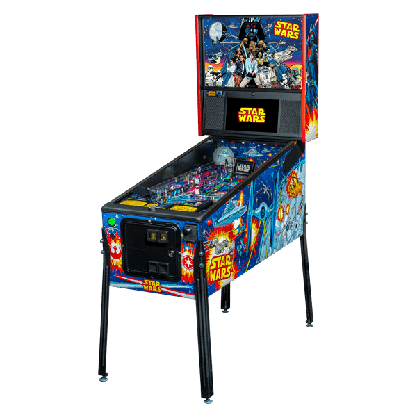 Star Wars Comic Art Pro Pinball Machine Angled Left by Stern Pinball