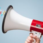 Man yelling into megaphone